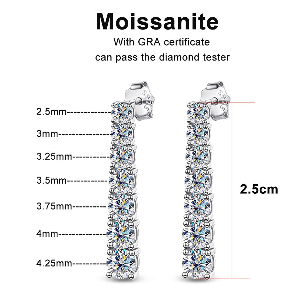 Moissanit-Ohrringe mit GRA, 925er Sterlingsilber, plattiert, 18 Karat Weißgold