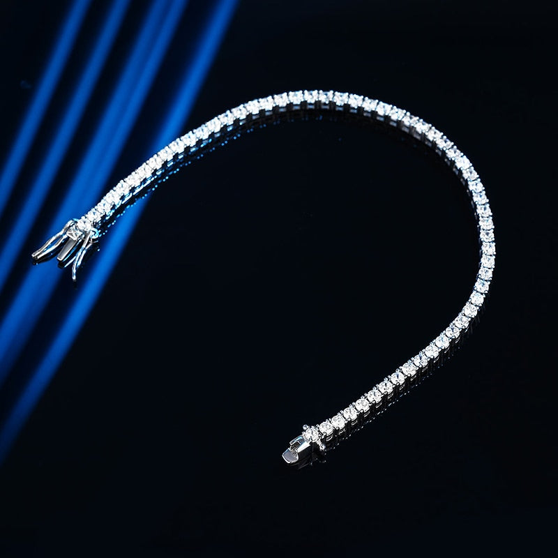 2.5mm - 6.5mm Moissanite Tennis Bracelet in 925 Sterling Silver Plated White Gold