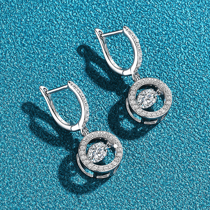Pendientes colgantes de moissanita de 0,5/1 CT chapados en oro blanco y plata de ley 925.