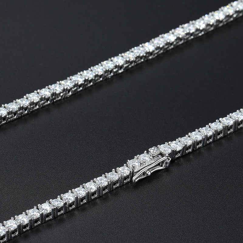 Cadena o pulsera de tenis de moissanita en plata de ley 925