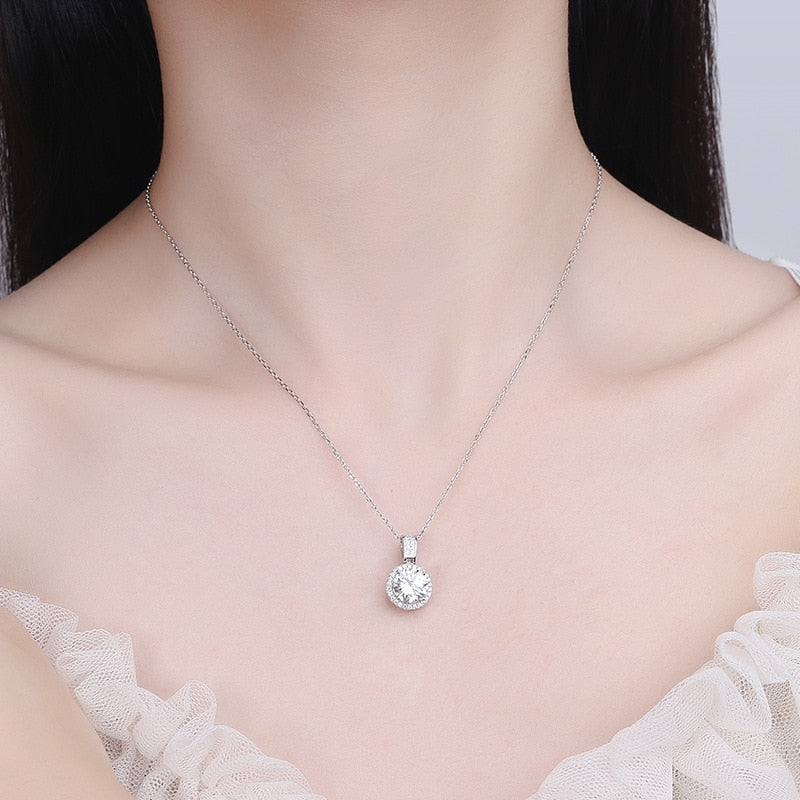 Moissanite Stone Pendant 925 Sterling Silver With GRA Certificate