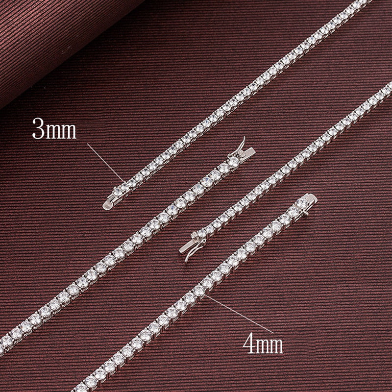Cadena o pulsera de tenis de moissanita en plata de ley 925