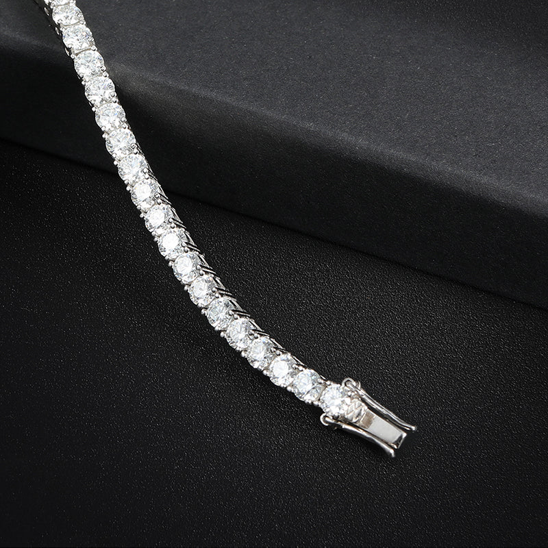 Pulsera de tenis de plata de ley 925 con moissanita GRA