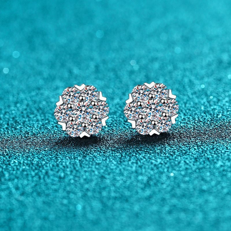 Moissanit-Ohrstecker, 0,5 Karat, 1 Karat, weißvergoldet, 925er Sterlingsilber