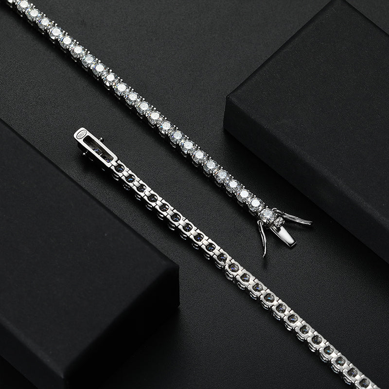 Pulsera de tenis de plata de ley 925 con moissanita GRA