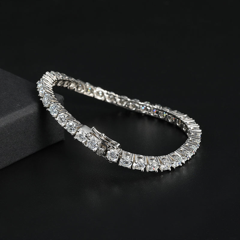 Pulsera de tenis de plata de ley 925 con moissanita GRA