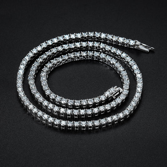 Moissanite Tennis Chain or Bracelet in 925 Sterling Silver