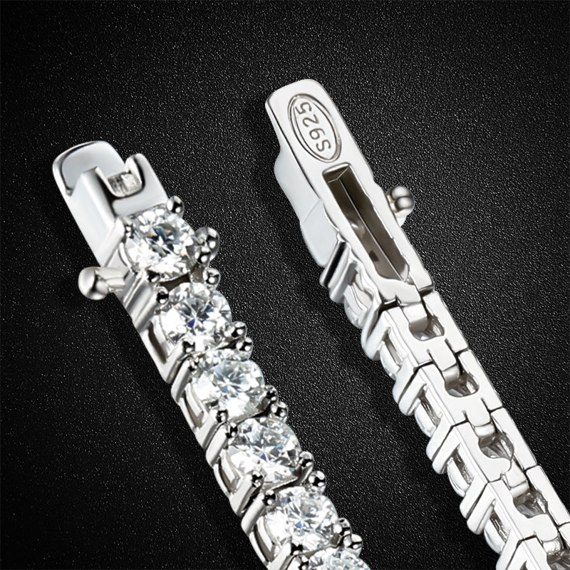 Cadena o pulsera de tenis de moissanita en plata de ley 925