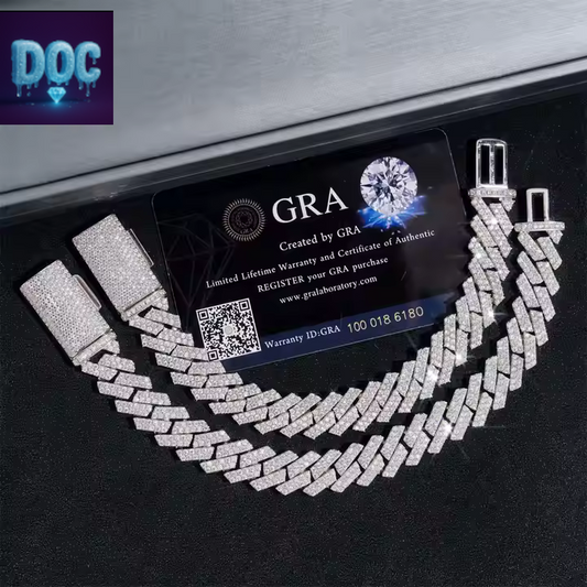 12mm Moissanite Prong-Set Link-Bracelet in 925 Sterling Silver