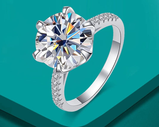 5 Karat Moissanit oder Ring S925 Sterlingsilber vergoldet 18 Karat Weißgold Eternity Band