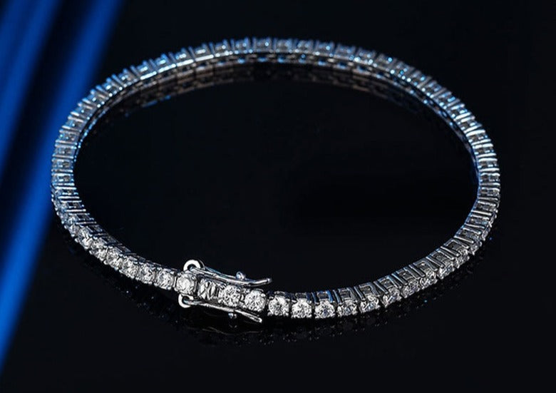 2.5mm - 6.5mm Moissanite Tennis Bracelet in 925 Sterling Silver Plated White Gold