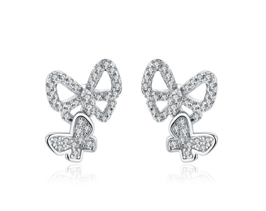 Moissanit Ohrringe Schmetterling in 925 Sterling Silber
