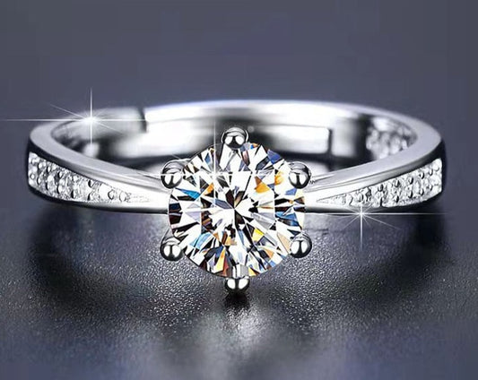 Anillo de bodas de moissanita real de 3 quilates, plata de ley 925.