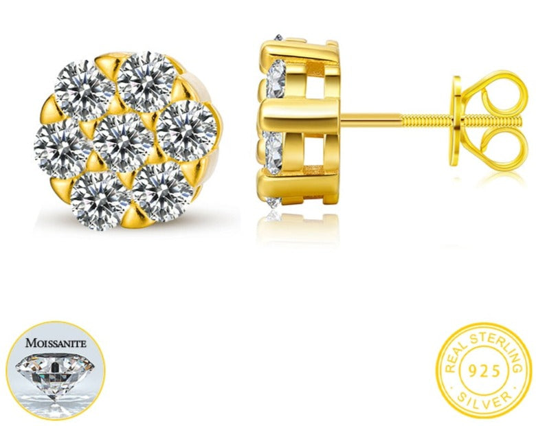 Pendientes de moissanita con hilo variado, plata de ley 925 con baño de oro