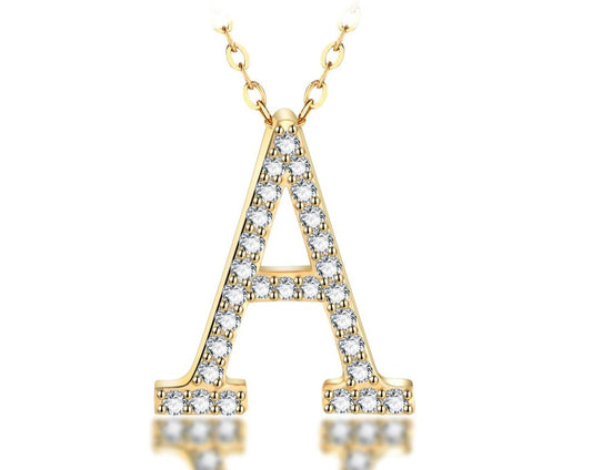 Moissanite Initial in 925 Sterling Silver with Chain.