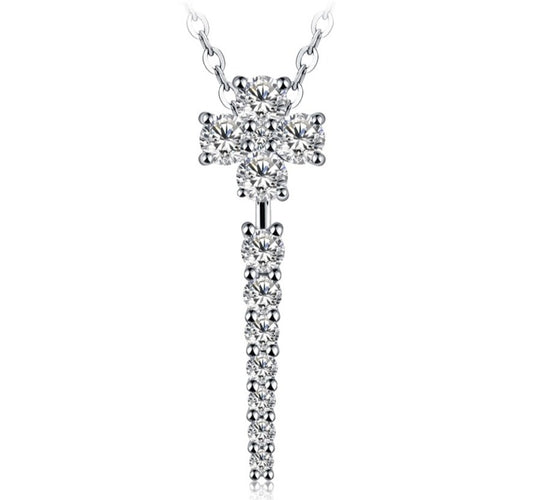 Real D Grade Moissanite Pendant Cross in 925 Sterling Silver